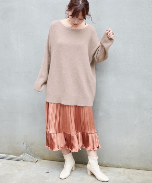 one after another NICE CLAUP(ワンアフターアナザーナイスクラップ)の「前後2wayラクーン混ニット(ニット/セーター・レディース・モカ/アイボリー/オレンジ/ベージュ/ライトブルー・FREE)」の8枚目の写真