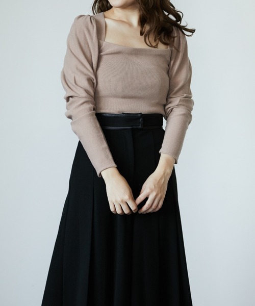 eimyistoire♡新品オープンデコルテシンプルニット♡ホワイト EIMY ISTOIRE（エイミーイストワール）の「オープンデコルテシンプル