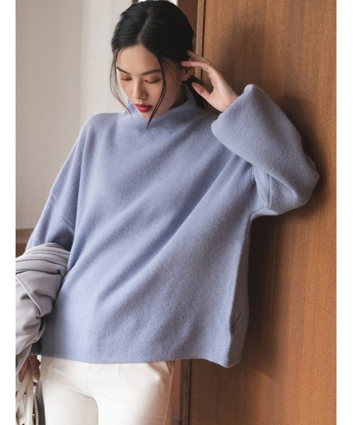 fifth（フィフス）の「プチハイドルマンふんわりニット（ニット/セーター・レディース・ブルー/アイボリー/モカ・MEDIUM）」の3枚目の写真