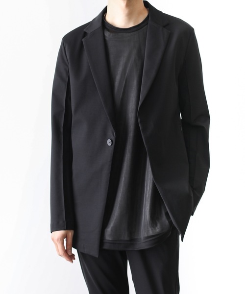 ATTACHMENT（アタッチメント）の「PONTE JERSEY FRONT FLY BLAZER（テーラードジャケット・メンズ・ブラック/ダークグリーン・1/2/3）」の2枚目の写真