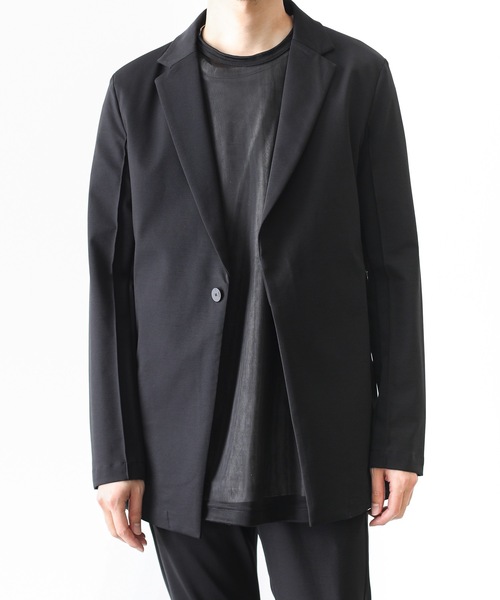 ATTACHMENT（アタッチメント）の「PONTE JERSEY FRONT FLY BLAZER（テーラードジャケット・メンズ・ブラック/ダークグリーン・1/2/3）」の3枚目の写真