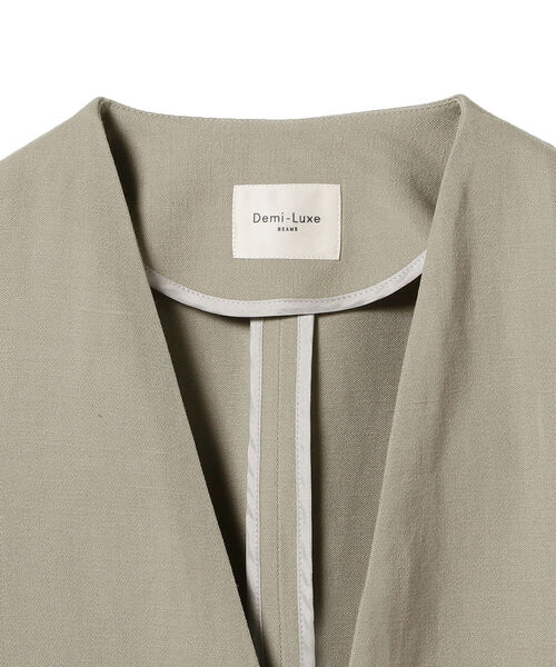 近年★デミルクスビームス　ノーカラージャケット　リネン100% ベージュ Demi-Luxe BEAMS（デミルクス ビームス）のノーカラージャケット通販