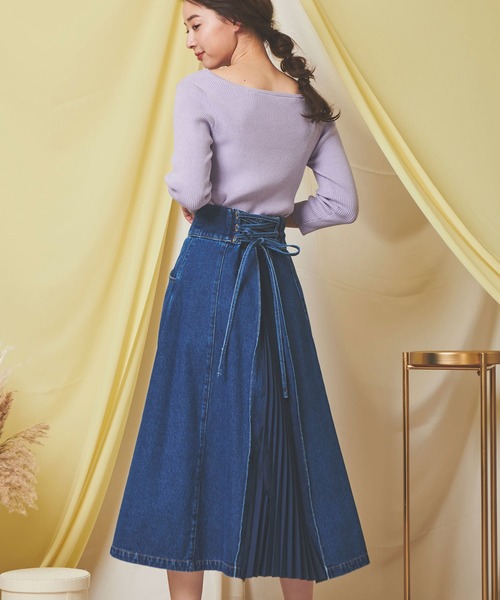 NOELA(ノエラ)の「ジップデニムスカート(デニムスカート・レディース・オフホワイト/ダークインディゴブルー/インディゴブルー・S/M)」の1枚目の写真