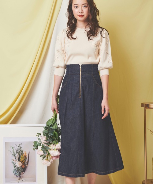 NOELA(ノエラ)の「ジップデニムスカート(デニムスカート・レディース・オフホワイト/ダークインディゴブルー/インディゴブルー・S/M)」の6枚目の写真