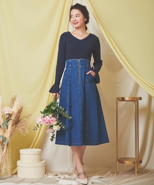 NOELA(ノエラ)の「ジップデニムスカート(デニムスカート・レディース・オフホワイト/ダークインディゴブルー/インディゴブルー・S/M)」の14枚目の写真