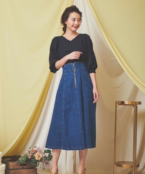 NOELA(ノエラ)の「ジップデニムスカート(デニムスカート・レディース・オフホワイト/ダークインディゴブルー/インディゴブルー・S/M)」の16枚目の写真