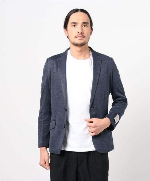 HIGH STREET(ハイストリート)の「HIGH STREET∴麻ナイロンジャージジャケット(テーラードジャケット・メンズ・グレー/ネイビー・LL/MEDIUM/LARGE/SMALL)」の1枚目の写真