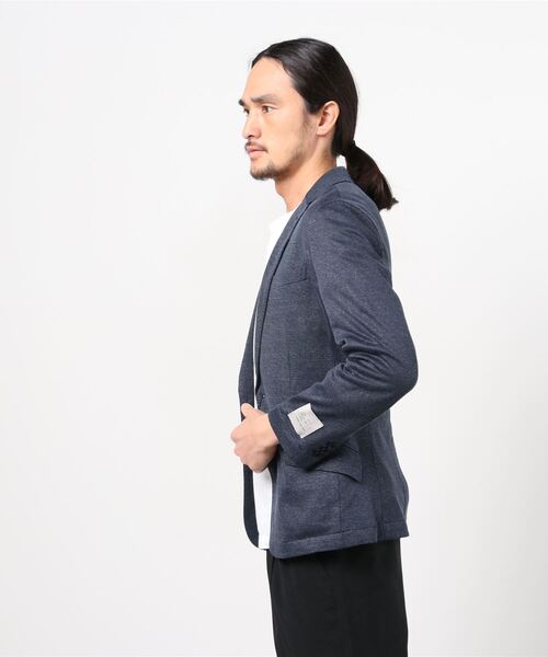 HIGH STREET(ハイストリート)の「HIGH STREET∴麻ナイロンジャージジャケット(テーラードジャケット・メンズ・グレー/ネイビー・LL/MEDIUM/LARGE/SMALL)」の5枚目の写真