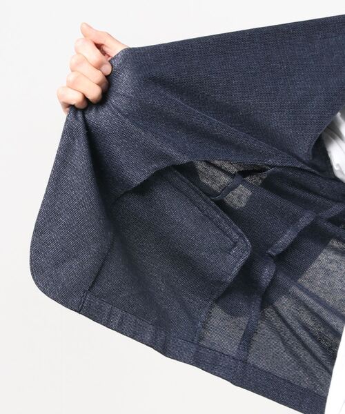 HIGH STREET(ハイストリート)の「HIGH STREET∴麻ナイロンジャージジャケット(テーラードジャケット・メンズ・グレー/ネイビー・LL/MEDIUM/LARGE/SMALL)」の3枚目の写真