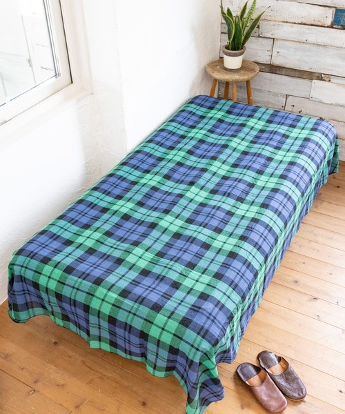 チャイハネ（チャイハネ）の「【チャイハネ】イタワ織りチェック柄マルチクロス Lサイズ（寝具・レディース・ブラック/ネイビー/レッド/ベージュ/ホワイト/イエロー/オレンジ/ブルー/ピンク/グリーン・FREE）」の5枚目の写真