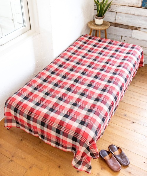 チャイハネ（チャイハネ）の「【チャイハネ】イタワ織りチェック柄マルチクロス Lサイズ（寝具・レディース・ブラック/ネイビー/レッド/ベージュ/ホワイト/イエロー/オレンジ/ブルー/ピンク/グリーン・FREE）」の9枚目の写真