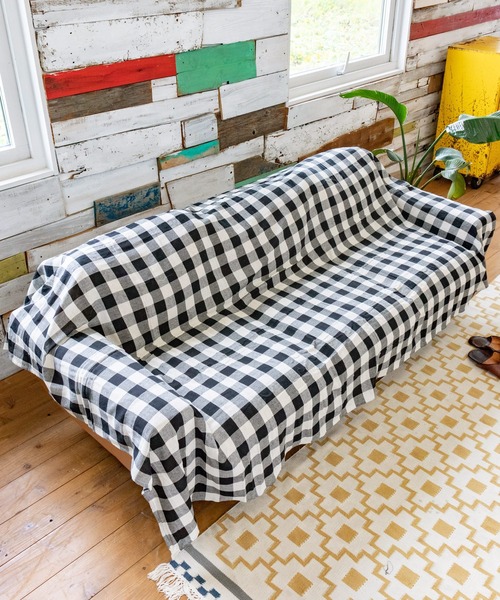 チャイハネ（チャイハネ）の「【チャイハネ】イタワ織りチェック柄マルチクロス Lサイズ（寝具・レディース・ブラック/ネイビー/レッド/ベージュ/ホワイト/イエロー/オレンジ/ブルー/ピンク/グリーン・FREE）」の2枚目の写真