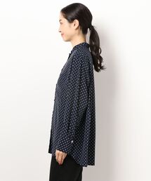 IENA☆ネイビー ドット柄 長袖シャツ FREE イエナ IENA ネイビー ドット柄 リボン付き長袖ブラウス