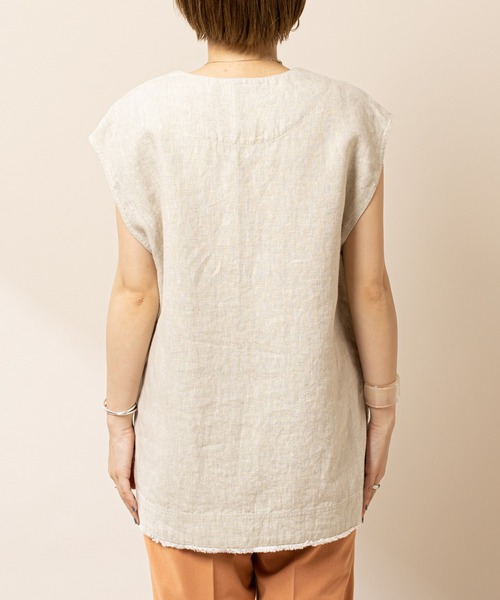 SHENERY（シーナリー）の「リネンVネックベスト（ベスト・レディース・ベージュ/ブラック・FREE）」の10枚目の写真