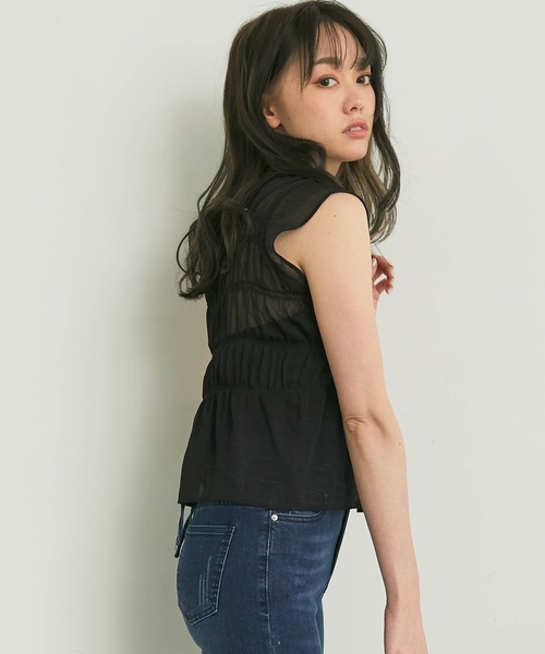 LIPSERVICE（リップサービス）の「インナーSETギャザーシアーブラウス（シャツ/ブラウス・レディース・ホワイト/ブラック/イエロー/グリーン・FREE）」の8枚目の写真