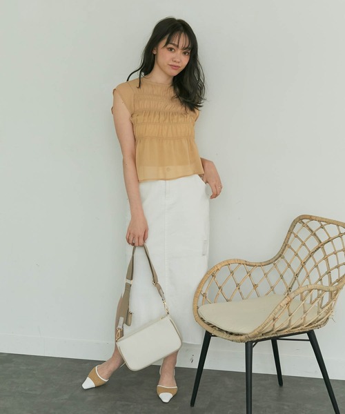 LIPSERVICE（リップサービス）の「インナーSETギャザーシアーブラウス（シャツ/ブラウス・レディース・ホワイト/ブラック/イエロー/グリーン・FREE）」の11枚目の写真