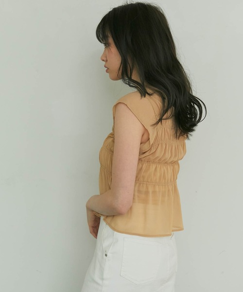 LIPSERVICE（リップサービス）の「インナーSETギャザーシアーブラウス（シャツ/ブラウス・レディース・ホワイト/ブラック/イエロー/グリーン・FREE）」の6枚目の写真