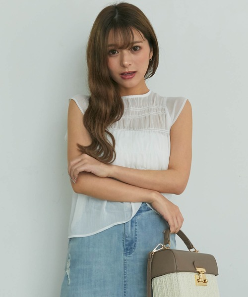 LIPSERVICE（リップサービス）の「インナーSETギャザーシアーブラウス（シャツ/ブラウス・レディース・ホワイト/ブラック/イエロー/グリーン・FREE）」の10枚目の写真