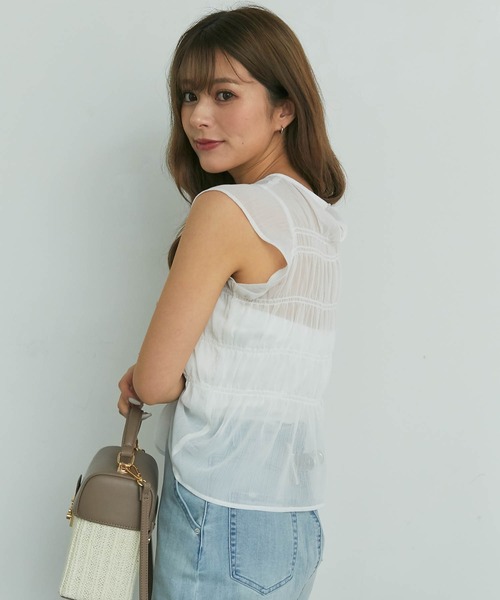 LIPSERVICE（リップサービス）の「インナーSETギャザーシアーブラウス（シャツ/ブラウス・レディース・ホワイト/ブラック/イエロー/グリーン・FREE）」の9枚目の写真