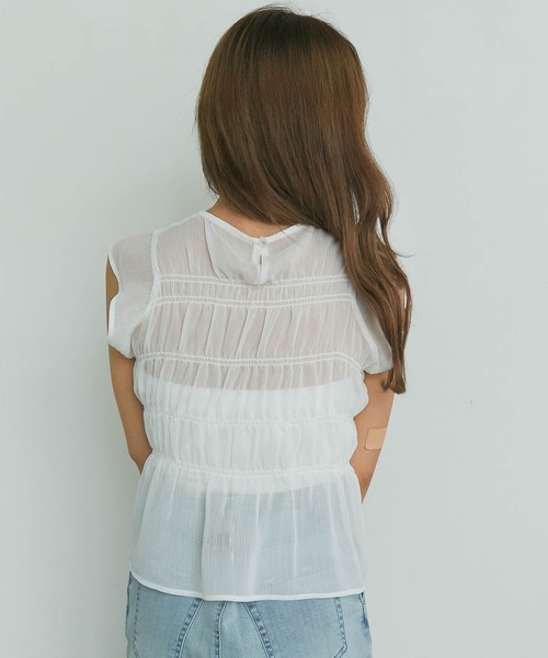 LIPSERVICE（リップサービス）の「インナーSETギャザーシアーブラウス（シャツ/ブラウス・レディース・ホワイト/ブラック/イエロー/グリーン・FREE）」の14枚目の写真