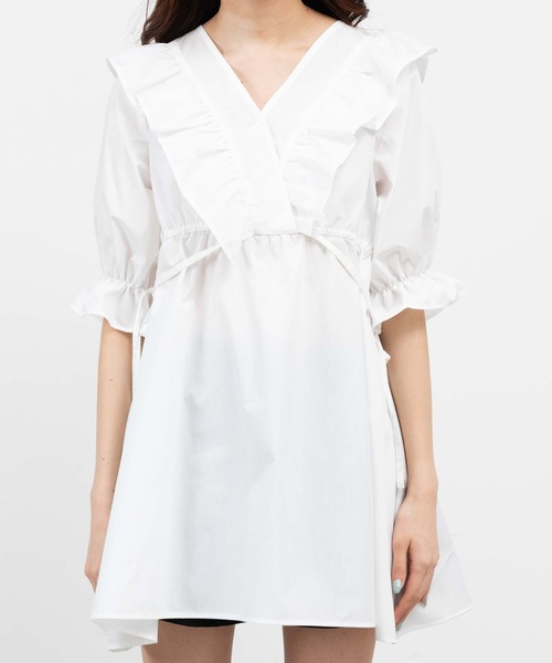 WEGO(ウィゴー)の「WEGO/フリルチュニックミニワンピース(チュニック・レディース・ホワイト・FREE)」の2枚目の写真