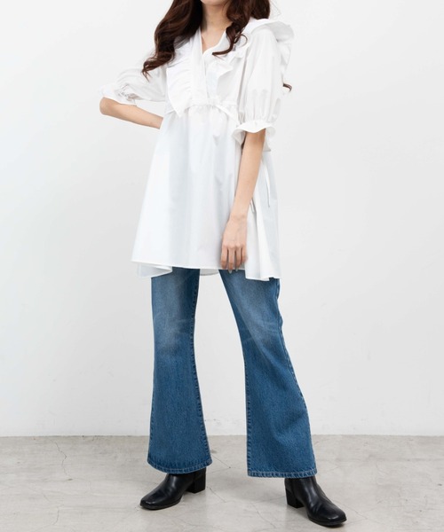 WEGO(ウィゴー)の「WEGO/フリルチュニックミニワンピース(チュニック・レディース・ホワイト・FREE)」の4枚目の写真