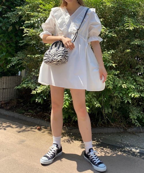 WEGO(ウィゴー)の「WEGO/フリルチュニックミニワンピース(チュニック・レディース・ホワイト・FREE)」の12枚目の写真