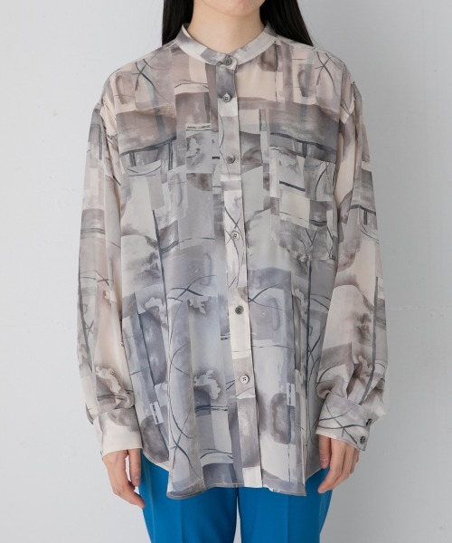 yuw（ユウ）の「アートガラチュニック　945241（シャツ/ブラウス・レディース・ブラック/ベージュ/ピンク・FREE）」の10枚目の写真