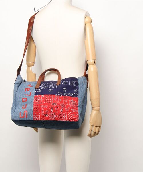 ScoLar(スカラー)の「バンダナ柄2WAYトート(トートバッグ・レディース・レッド/オフホワイト・FREE)」の17枚目の写真