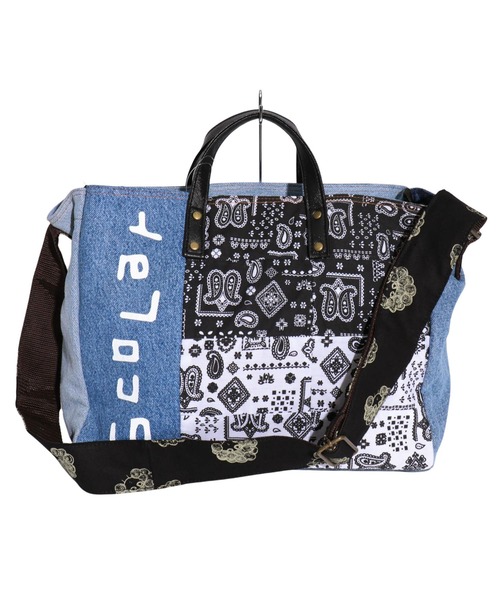 ScoLar(スカラー)の「バンダナ柄2WAYトート(トートバッグ・レディース・レッド/オフホワイト・FREE)」の5枚目の写真