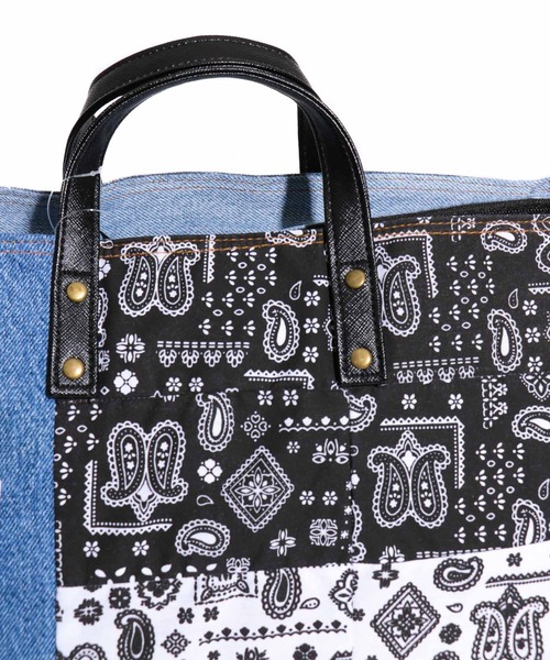 ScoLar(スカラー)の「バンダナ柄2WAYトート(トートバッグ・レディース・レッド/オフホワイト・FREE)」の8枚目の写真