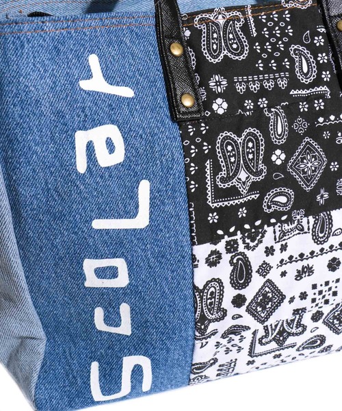 ScoLar(スカラー)の「バンダナ柄2WAYトート(トートバッグ・レディース・レッド/オフホワイト・FREE)」の9枚目の写真