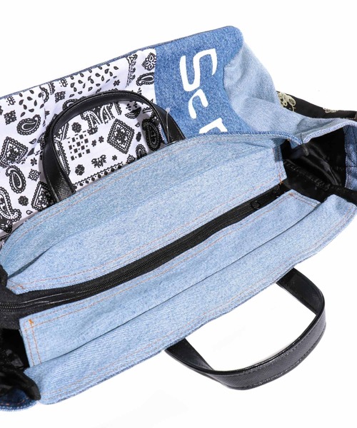 ScoLar(スカラー)の「バンダナ柄2WAYトート(トートバッグ・レディース・レッド/オフホワイト・FREE)」の10枚目の写真