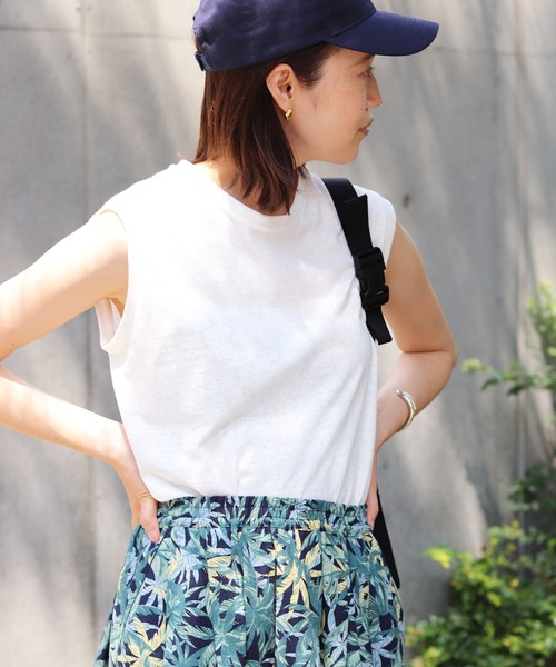 SLOBE IENA（スローブイエナ）の「リネン混ノースリーブプルオーバー【手洗い可能】◆（Tシャツ/カットソー・レディース・ホワイト/グレー/ベージュ/パープル・FREE）」の2枚目の写真