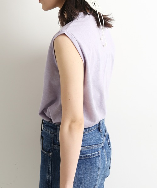 SLOBE IENA（スローブイエナ）の「リネン混ノースリーブプルオーバー【手洗い可能】◆（Tシャツ/カットソー・レディース・ホワイト/グレー/ベージュ/パープル・FREE）」の6枚目の写真