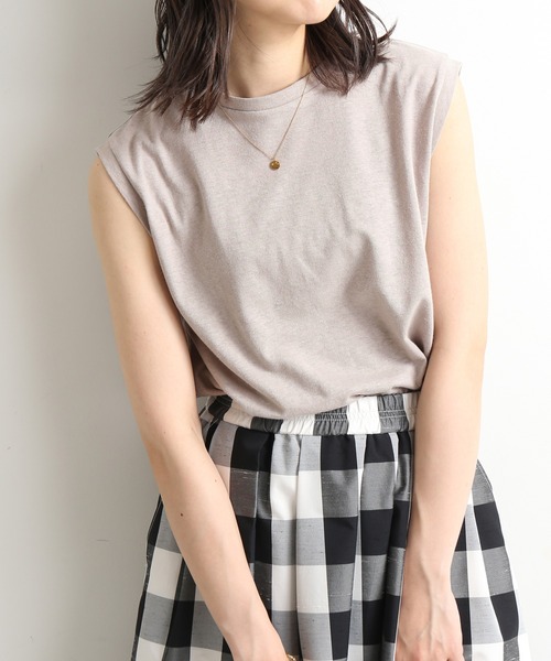 SLOBE IENA（スローブイエナ）の「リネン混ノースリーブプルオーバー【手洗い可能】◆（Tシャツ/カットソー・レディース・ホワイト/グレー/ベージュ/パープル・FREE）」の5枚目の写真