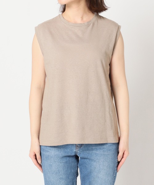 SLOBE IENA（スローブイエナ）の「リネン混ノースリーブプルオーバー【手洗い可能】◆（Tシャツ/カットソー・レディース・ホワイト/グレー/ベージュ/パープル・FREE）」の15枚目の写真