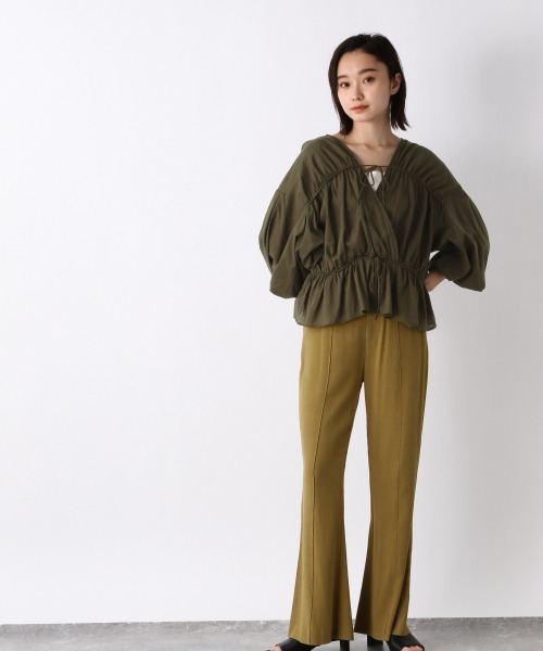 JEANASIS（ジーナシス）の「2WAYギャザーVブラウス/951587（シャツ/ブラウス・レディース・ホワイト/ブラック/カーキ・FREE）」の12枚目の写真