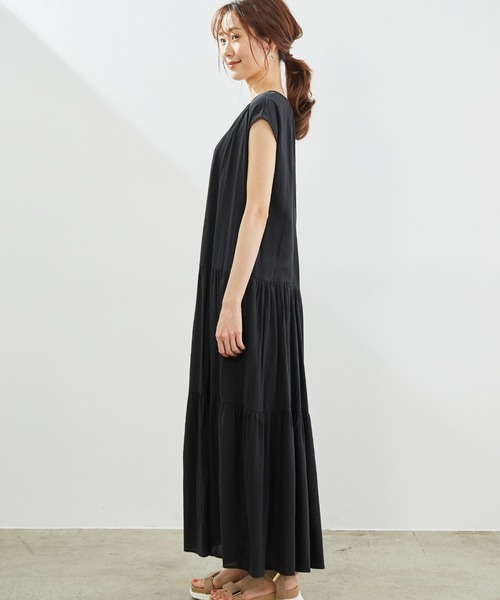 ROPE' PICNIC（ロペピクニック）の「【リンクコーデ】楊柳ティアードワンピース（ワンピース・レディース・ブラック/グリーン系その他2/パープル・38）」の4枚目の写真