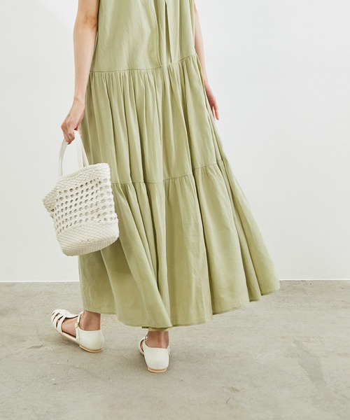 ROPE' PICNIC（ロペピクニック）の「【リンクコーデ】楊柳ティアードワンピース（ワンピース・レディース・ブラック/グリーン系その他2/パープル・38）」の13枚目の写真