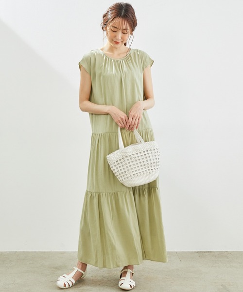 ROPE' PICNIC（ロペピクニック）の「【リンクコーデ】楊柳ティアードワンピース（ワンピース・レディース・ブラック/グリーン系その他2/パープル・38）」の14枚目の写真