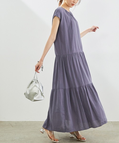 ROPE' PICNIC（ロペピクニック）の「【リンクコーデ】楊柳ティアードワンピース（ワンピース・レディース・ブラック/グリーン系その他2/パープル・38）」の15枚目の写真