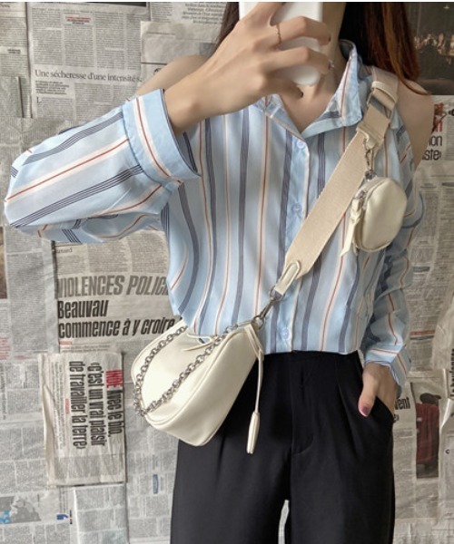 yuue' ( wear )（ユーイ）の「2way ミニポーチ付きチェーンレザーショルダーバッグ（ショルダーバッグ・レディース・ブラック/アイボリー・FREE）」の16枚目の写真
