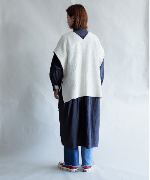 MANASTASH（マナスタッシュ）の「MANASTASH/マナスタッシュ　W's PATCHWORK VEST　パッチワークベスト（ベスト・レディース・ナチュラル/ブラック・MEDIUM）」の7枚目の写真