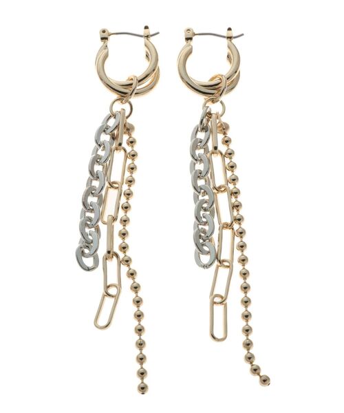 MERCURYDUO（マーキュリーデュオ）の「ミックスチェーンピアス（ピアス（両耳用）・レディース・シルバー/ゴールド・FREE）」の2枚目の写真