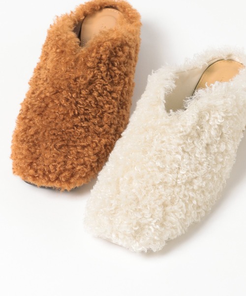 PAGEBOY（ページボーイ）の「ボアフラットミュール（サンダル・レディース・ブラウン/アイボリー・MEDIUM/LARGE）」の6枚目の写真