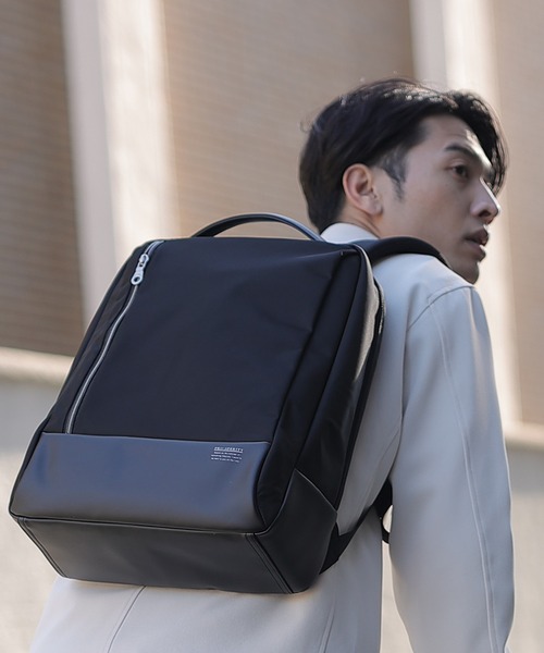 PRO-SPERITY（プロスペリティ）の「【PRO-SPERITY×UNION STATION別注】シンセティックレザー×ナイロンバックパック（バックパック/リュック・メンズ・ブラック/ネイビー/グレー・FREE）」の2枚目の写真