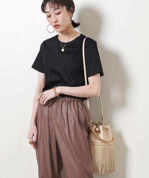 UNITED ARROWS(ユナイテッドアローズ)の「<UNITED ARROWS>コンパクト クルーネック Tシャツ B◆(Tシャツ/カットソー・レディース・ホワイト/ブラック/モカ・FREE)」の2枚目の写真