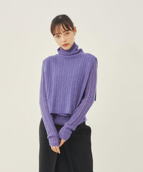 EMMEL REFINES（エメルリファインズ）の「＜EMMEL REFINES（エメル リファインズ）＞EM リブ タートル付き マルチウェイ ニット（ニット/セーター・レディース・ベージュ/ブラック/モカ/ターコイズブルー/パープル・FREE）」の5枚目の写真