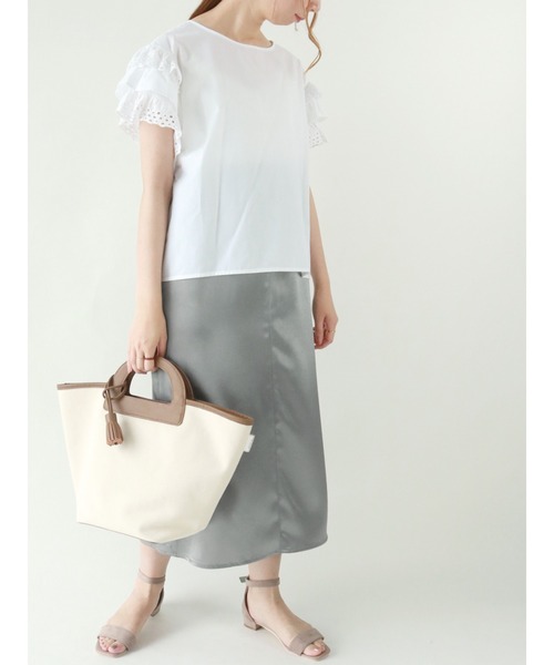 Te chichi(テチチ)の「サテンIラインスカート(スカート・レディース・ブラウン/グリーン/ベージュ・フリ-)」の7枚目の写真